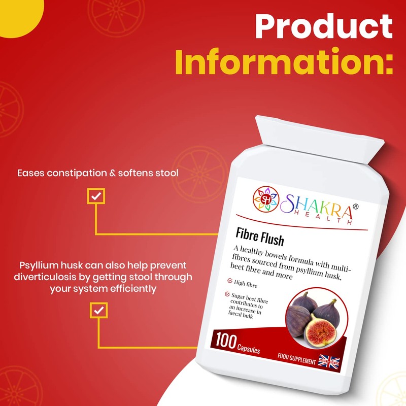 Fibre Flush 100 Capsules to Cleanse The Gut, Increase Stool
