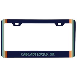 Cascade Locks Oregon Car Metal License Plate Frame Retro Design