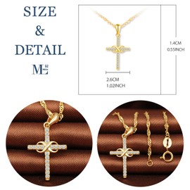 MicLee Women's 925 Sterling Silver Cubic Zirconia Necklace Fashion Cross Infinity Sign Infinity Pendant Chain with Gift Bag Super Gift for Couples Mother Daughter, Silver, Cubic Zirconia