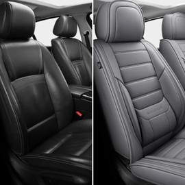 MINGBRON Front Car Seat Covers, Leather Car Seat Covers, Fit for Most Cars SUV and Most Sedan Grey