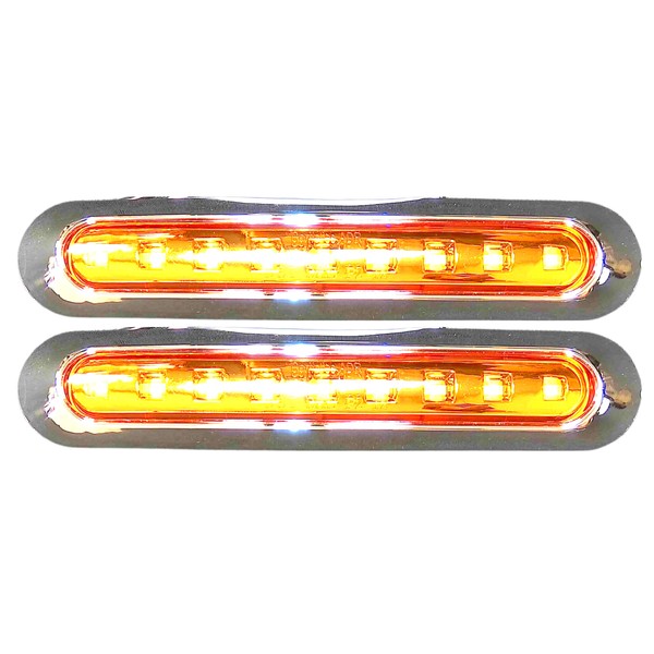 7" Oval Bar Style 9 LED Lights Chrome Side/Rear Marker