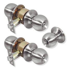 LION TOOLS -Cerradura Chapa Perilla Puerta Baño Acero Inoxidable 2 Piezas Accesorios Hogar Casa