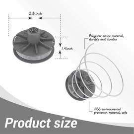 Viilich 2 pieces replacement thread spool for Gardena turbo trimmer 5307-20, nylon replacement part for grass trimmer 9805, 9806, 9807, 9808, 9809, 9827, 8846, 8847, 8848, 9870, 9872, 9874