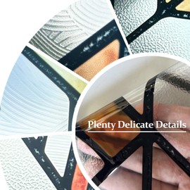 ChicSkin Hand-Drawn Imitation Stained Glass Window Film, Boho Double-Sided Semi-Transparent Geometry Window Film, Colourful, Frosted Glass Film, Suitable for Living Room, Bedroom, Kitchen, 28 x 140 cm