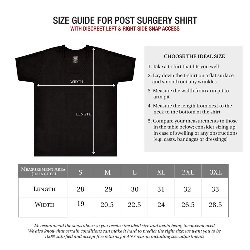 Post Surgery Shirt with Discreet Left & Right Side Snap