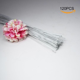 humyeam 120 Pcs Floral Wire, 26 Gauge White Florist Wire - 15 Inch for Crafts, Bouquet Stem Wrapping, Wreath Making, Flower Arrangement Supplies