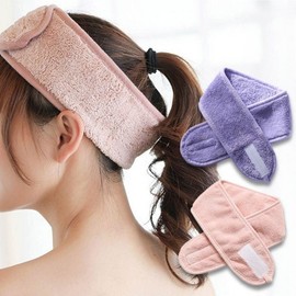 Velcro Face Washing Headband & Wristband Set Purple 2ea