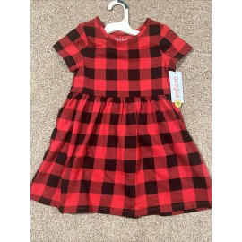 Cat & Jack NWT Cat & Jack Red Plaid Checkered Dress 4T Holiday