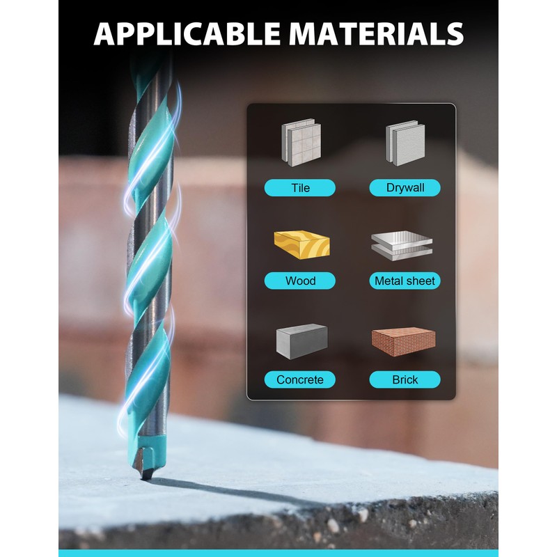 EZARC Masonry Drill Bit Set, Concrete Drill Bit Set with