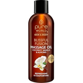Pure World Blissful Fusion Massage, Coconut & Vanilla Massage Oil 100ml – Relaxing Aromatherapy Spa Body Oil – Nourishing, Smoothing & Natural Moisturiser for Dry Skin – Made in UK