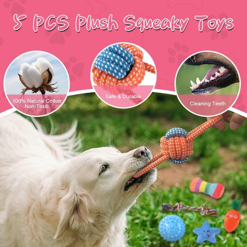 AMFUN 9 Stück Hundespielzeug Set, Hundespielzeu Kleine Hunde, Plüsch Hundespielzeg