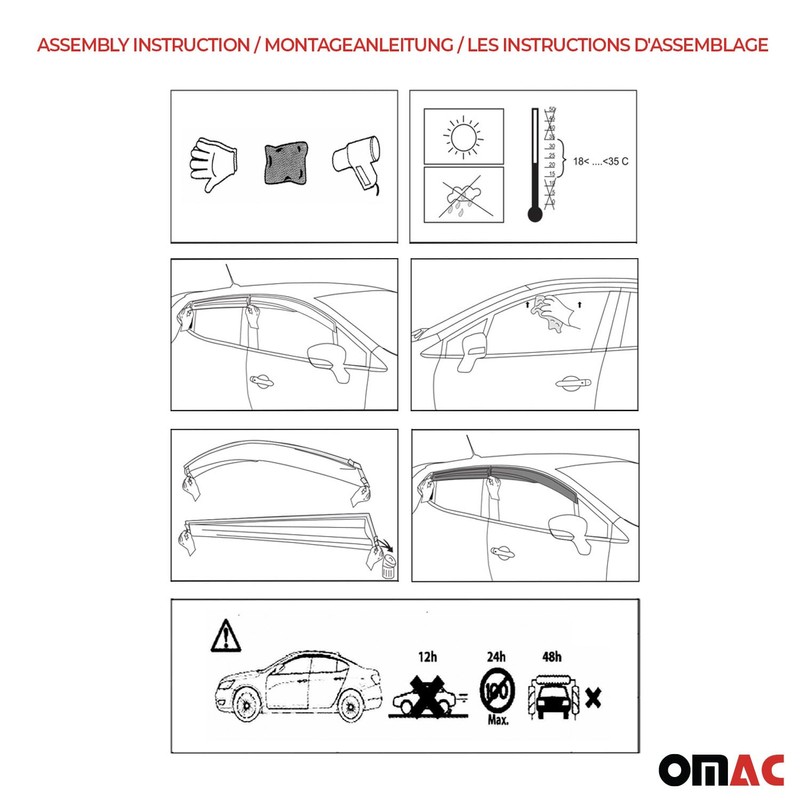 OMAC Window Visor Vent Rain Guard Deflector for VW Eurovan