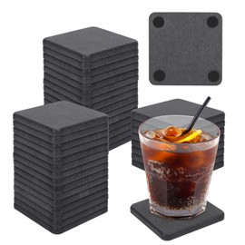 40 Pack 3.15" Square Diatomaceous Earth Coaster, Versatile Water Absorbent Diatomite Coaster, Premium Water Absorbing Bath Stone Mat for Modern Home by KUKLIPJIM