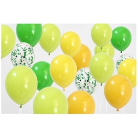 Assorted Balloons Yellow Green Lime Green for Birthday Jungle Theme Party Supplies and Green Party Decorations (Green + Confetti Green)