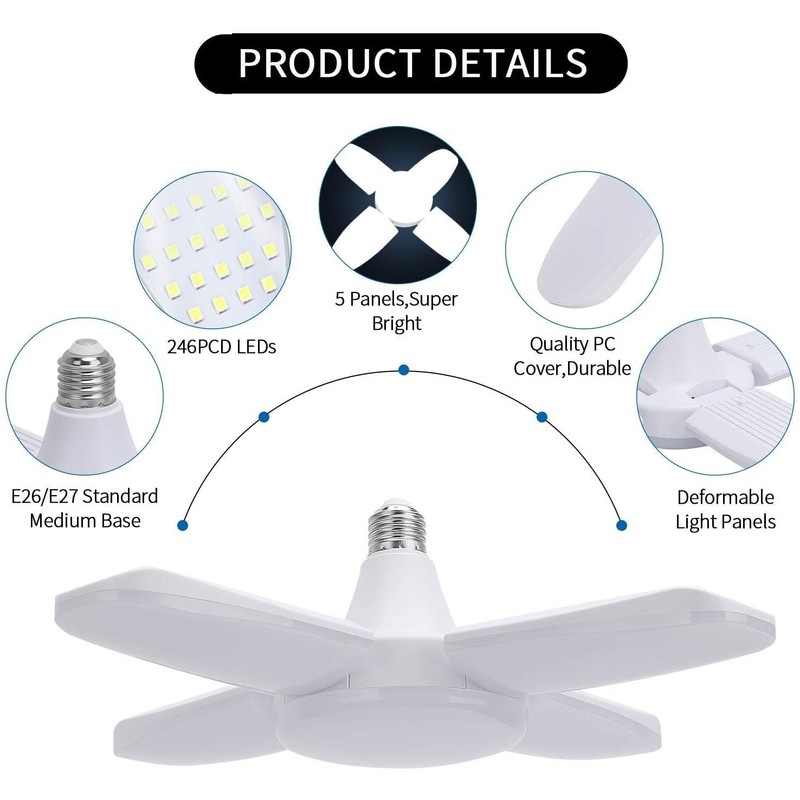 2 Pack LED Garage Light - 6000 Lumen 6500K Daylight