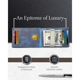 Slim Bifold Wallets for Men - Money Clip Wallet RFID Front Pocket Leather Thin Minimalist Mens Wallet Credit Card Holder