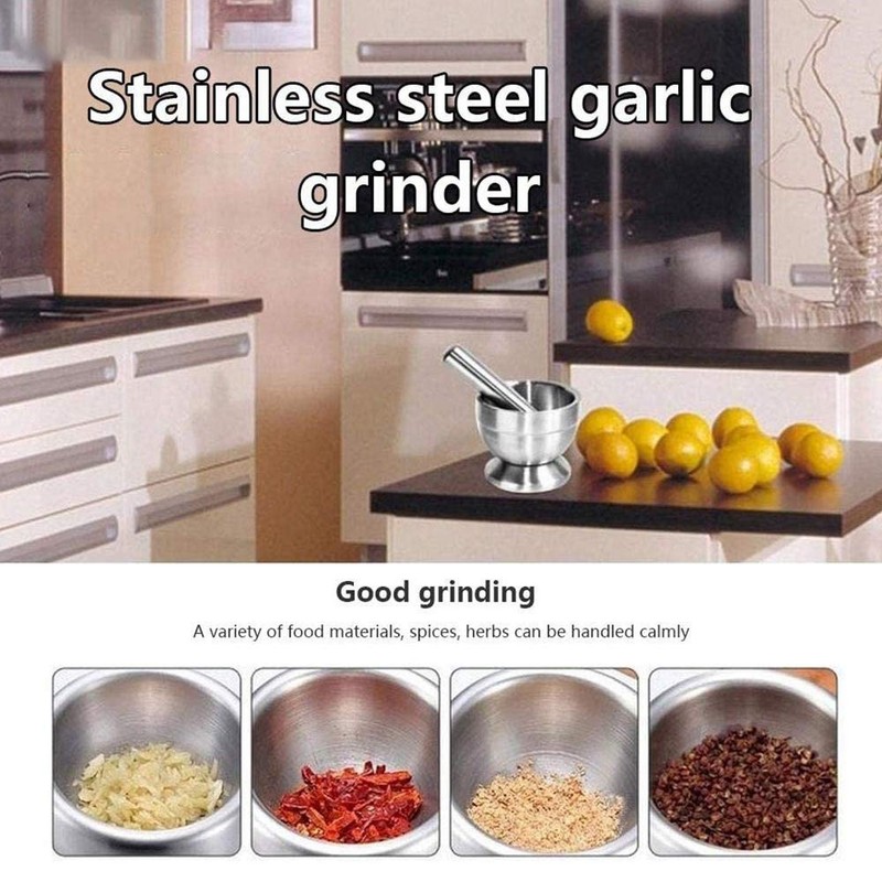 Dasing Stainless Steel Pestle Set Garlic Spice Mill Bowl Kitchen