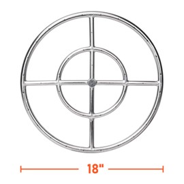 GASPRO 18 Inch Round Fire Pit Ring Burner for Natural Gas & Propane Fireplace, 304 Series Stainless Steel, BTU 147,000 Max