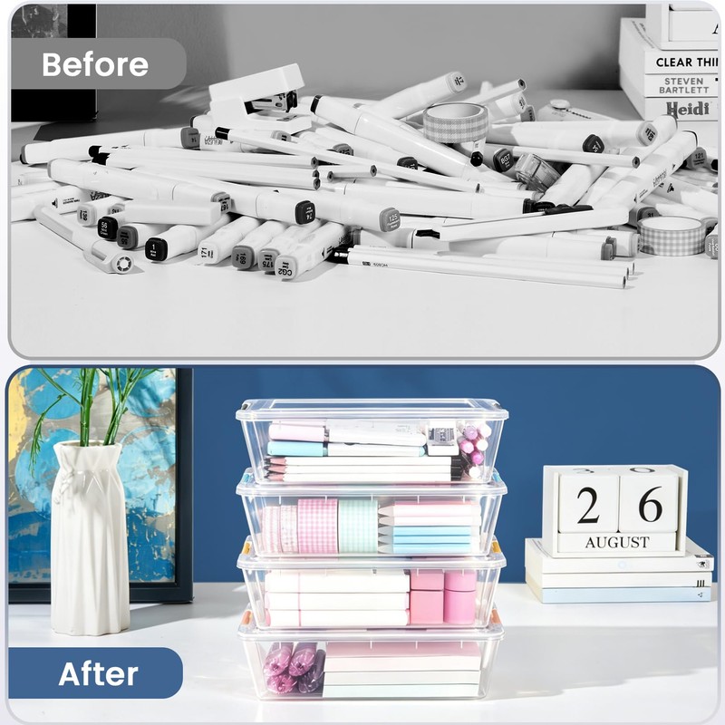 Sooez 6 Pack Pencil Boxes, New Extra Large Pencil Case,