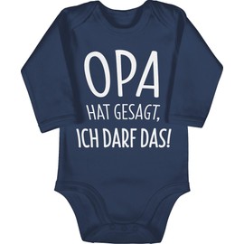 Shirtracer - Long-sleeved baby bodysuit for girls, boys, statements, baby - Grandpa hat gesagt ich kann das, 1 Navy Blue