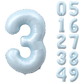 YFHVJTKO 40 Inch Number 3 Foil Baby Blue Balloons 3rd Celebration Decorations for 3rd Birthday Party Wedding Bridal Shower Engagement Photo Shoot Anniversary Decoration (Baby Blue, 3)