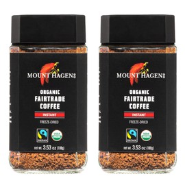 Mount Hagen 3.53oz Organic Freeze Dried Instant Coffee - 2 pack | Eco-friendly Coffee Made From Organic Medium Roast Arabica Beans | Fair-Trade Coffee Instant [2 x 3.53oz Jar]