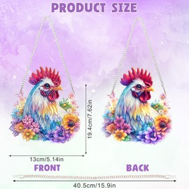 DOMROM Rooster Diamond Art Hanging Pendant, 5D Special Shaped Crystal Diamond Art Window Pendant Ornament Double Sided Pattern Wall Hanging Sign for Beginners DIY Crafts Decor