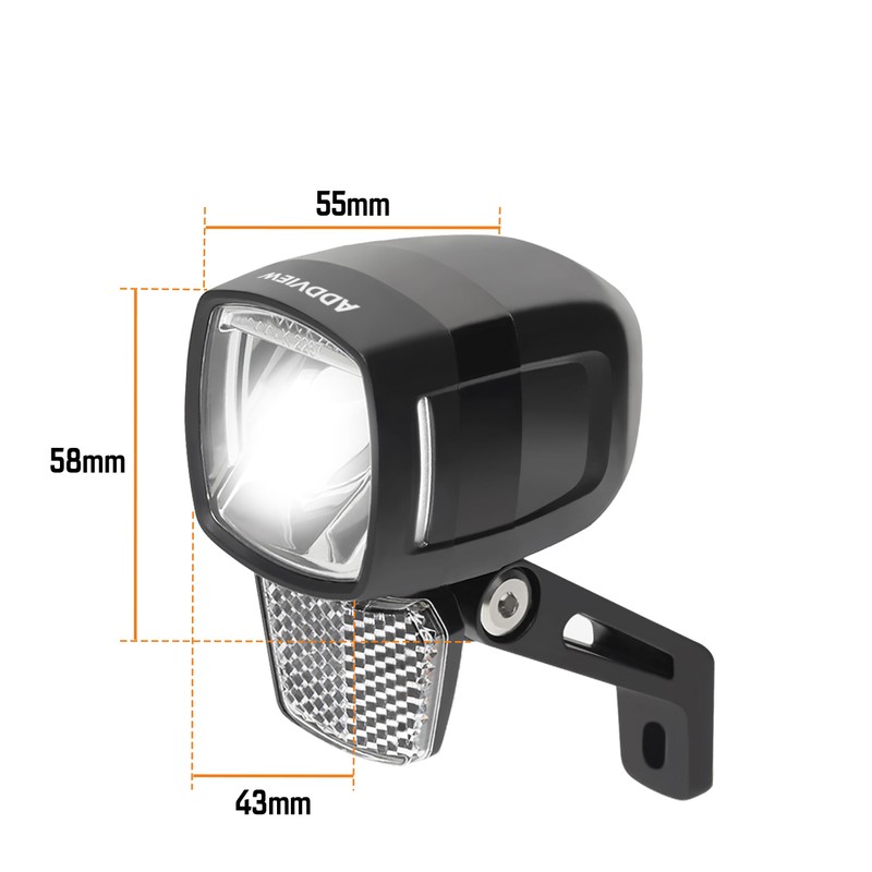 ADDVIEW E-Bike Front Light 120 Lux Hammer E120 - LED