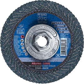 4-1/2" x 5/8-11 POLIFAN® CURVE Flap Disc SGP, Zirconia, 40 Grit, Medium Radius