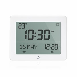 AlFajr Azan Clock CF-19 White - Automatic Athan Five Times in 5 Different Voices - Simplified Manual for USA Cities (Zoon) (White)