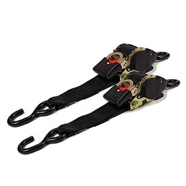 2 Quick n Easy Retractable Ratchet Straps - 2 Inch x 10 Ft - Tight & Secure Trailer Cargo Tie Downs for Boats, ATVs, Motorcycles - 3,300 lbs Break Strength