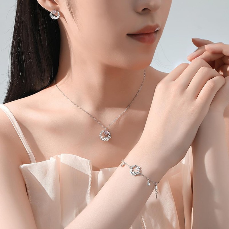 K.L.Y Women's Wreath Rabbit Bracelet, 925 Silver, Zirconia CZ, Hypoallergenic,