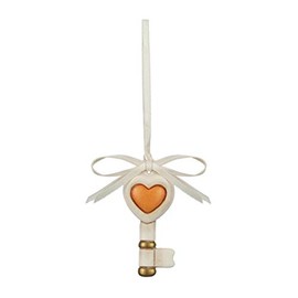 THUN - Chiave con Cuore da Appendere - Bomboniera, Regalo di Coppia - Ceramica - 3 x 6 cm