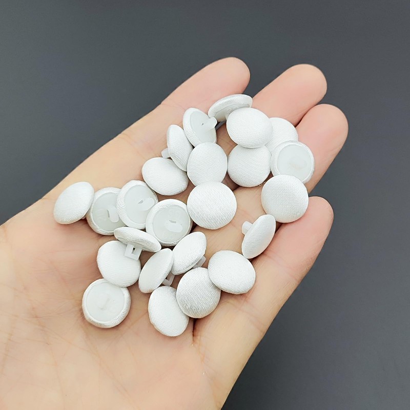 Carytalee 30PC Set 1/2 Inch Ivory Satin Fabric Covered Buttons