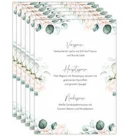 Kackspecht Menu, Blank Menu Cards in Boho Design, Pack of 12, DIN A5, Individually Adjustable Menu and Drink Cards for Wedding and Other Occasions, Table Decoration (Menu Cards)