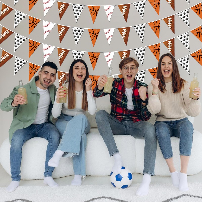 4 Pcs Sport Party Decorations Football Pennant Banner Basketball Banner