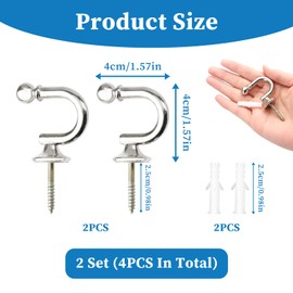 2PCS Curtain Tieback Hooks, U Shaped Curtain Tie Hooks, Tie Back Hooks For Curtains, U Shaped Curtain Tie Back Hooks for Home Decor, Heavy Duty Hooks for Drapes, Clothes, Coat Hanger