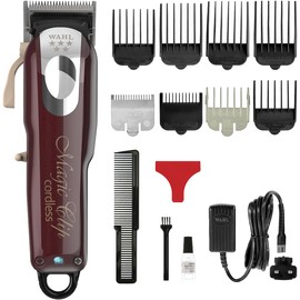 Wahl Clip mágico inalámbrico de 5 estrellas, cortapelos profesional, kit de corte de pelo profesional, cortapelos para cortes romos, palanca cónica ajustable, hoja crujiente, inalámbrico, ligero, suministros de barbería