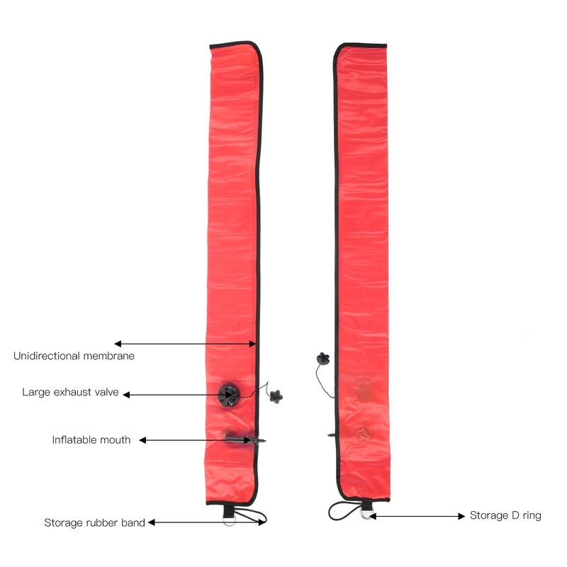 Diving Surface Marker Buoy Diver Inflatable Safety Signal Tube with