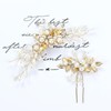 inSowni 5 Pieces Gold Metal Pearl Rhinestone Wedding Bridal Leaf
