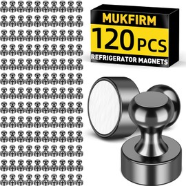 Mukfirm 120Pcs Strong Fridge Magnets, Small Push Pin Magnets, Strong Magnets for Whiteboard,Magnets Fridge, Small Strong Magnets for Board,Kitchen, Office, Classroom, Locker (Black)