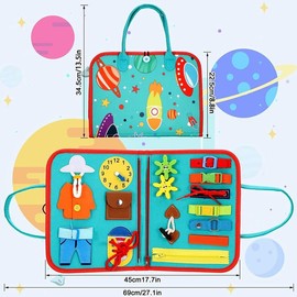 Busy Board Montessori Sensory Toy, 1 Count Preschool Activities for Learning Fine Motor Skills, Educational Toy for Boys Girls, Hobbies Ideas, Kids Toys:_Blue_one size fits all