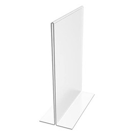FixtureDisplays 1PK 5 x 7" Clear Acrylic Sign Holder for Tabletops, Vertical Table Tent Frame Photo Sign Menu, Bottom Insert 11193-2-5X7-FBA