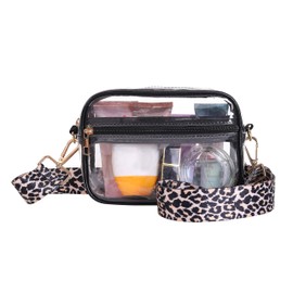 Oufegm Clear Crossbody Bag Stadium Approved,Clear Purse for Women Men,Messenger Shoulder Handbag for Concert Sports Events