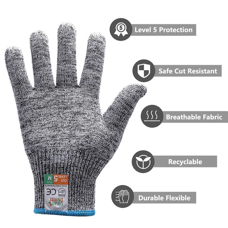 Sunwuun 1Pair XL Cut Resistant Gloves Work Gloves Level 5