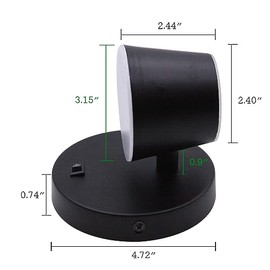 12V LED Bedside Reading Light with Switch, 350 Rotatable 12Volts Vanity Wall Sconce, Black Finished, RV Interior Lights for Camper Trailer, Boat