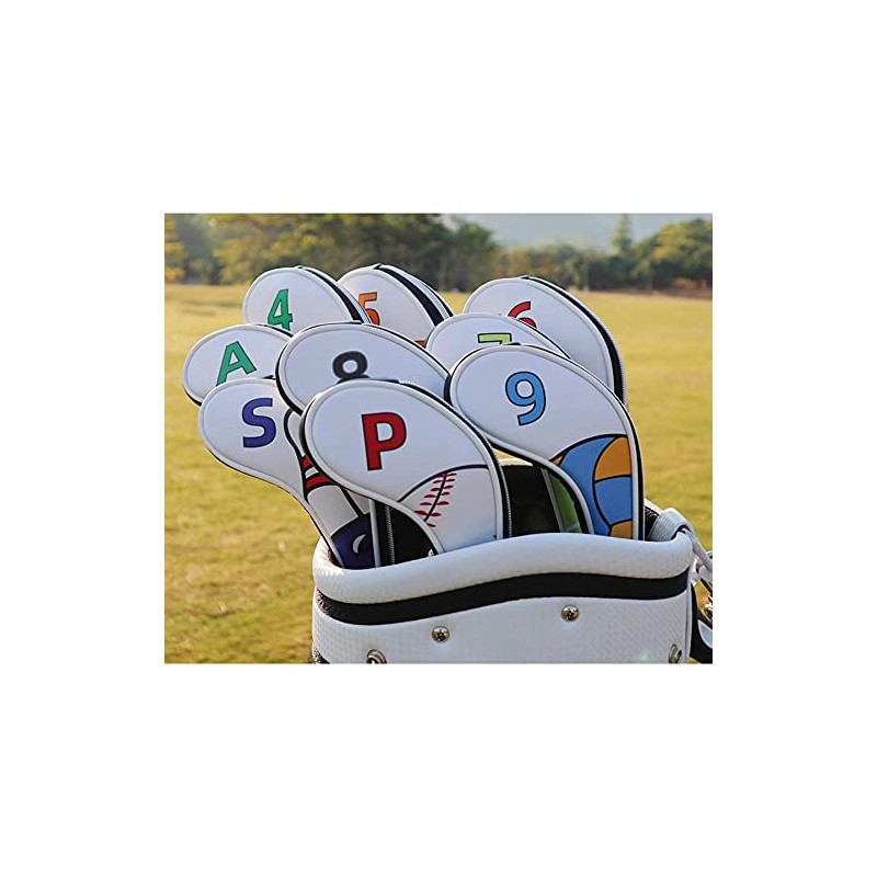 9 Piece Sports Head Cover Iron Covers with Counts Zipper