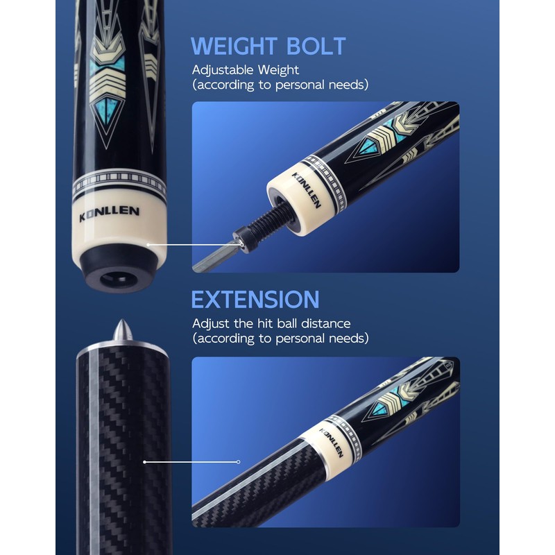 KONLLEN Maple Pool Cue Stick – Low Deflection Performance Billiard