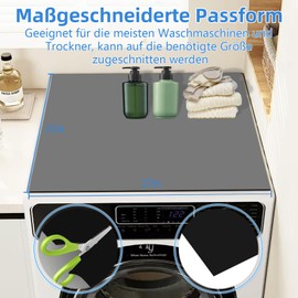 Washing Machine Pad, 68.5 x 68.5 cm, Non-Slip Washing Machine Cover, Diatomite Washing Machine Dryer Top Protector Mat for Laundry, Kitchen, Home, Dark Grey