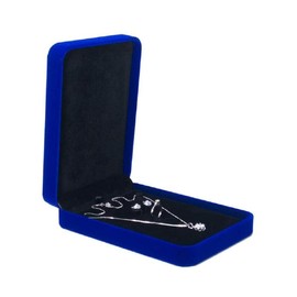 JunningGor Wedding Jewelry Sets Velvet Box Necklace Earring Ring Display Case Storage Holder (Vertical Opening Royal Blue)
